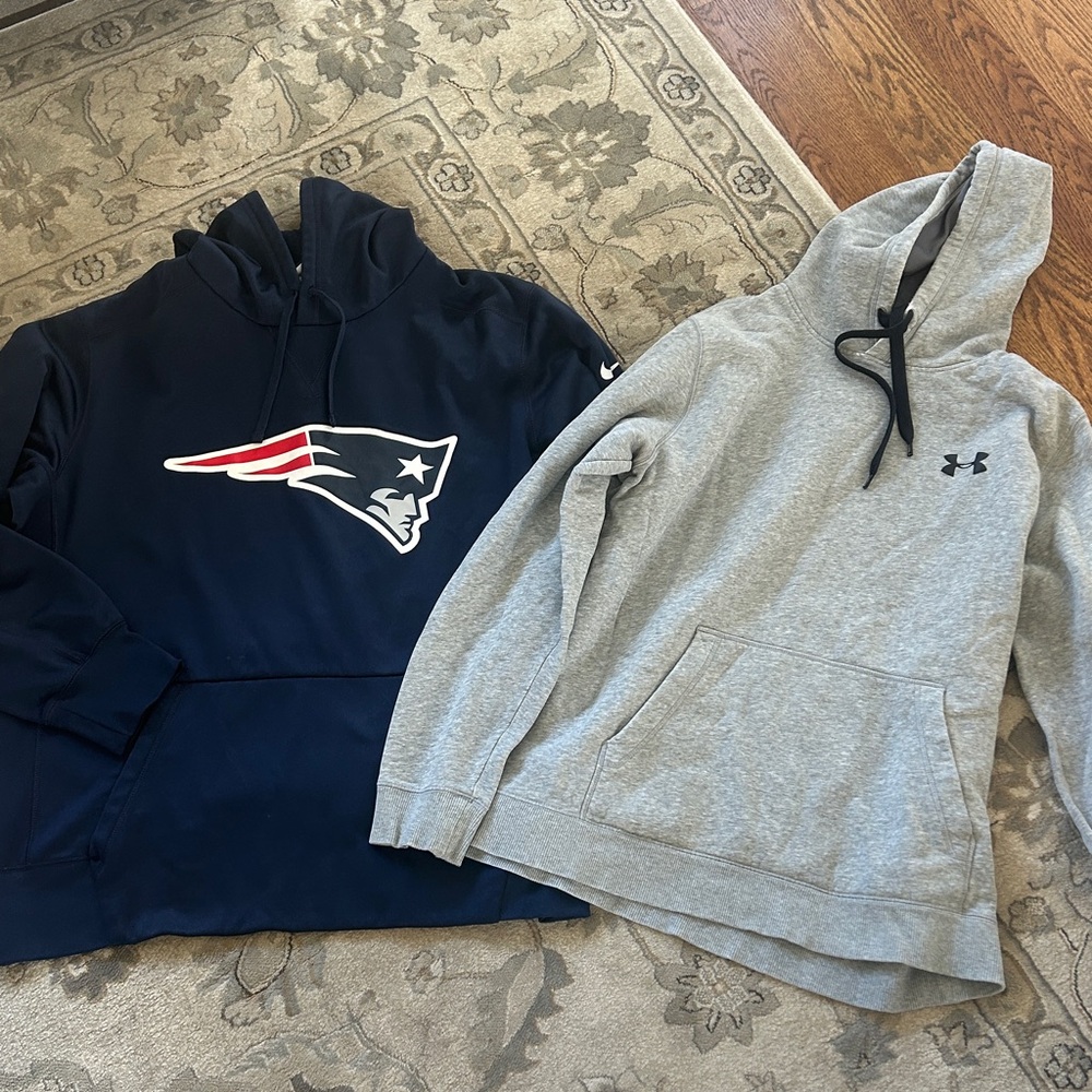 Nike Black Therma-Fit Patriots Hoodie and Under Armour Hoodie